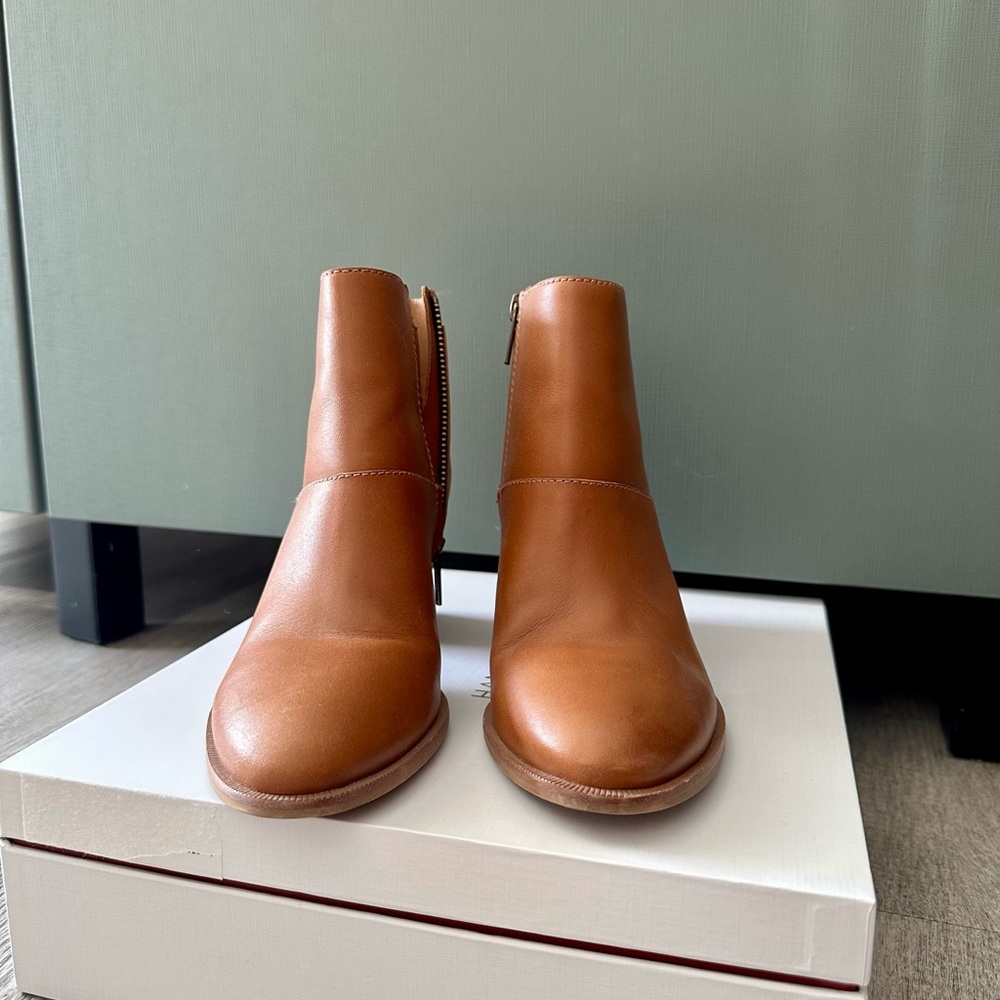 Leather Ankle Boots: Madewell Mira Side Seam Ankle Boot in English Saddle - Picture 2 of 5